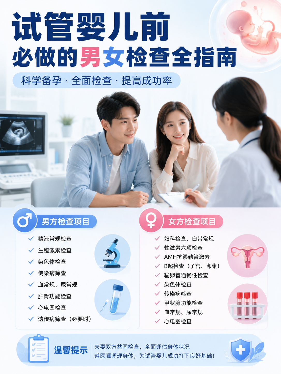 试管婴儿前必做的男女检查全指南（建议收藏）